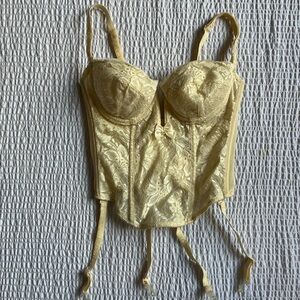 Vintage Lingerie Coquette Lace Soft Girl Cottage Core 34 A Bustier 1990 Ivory